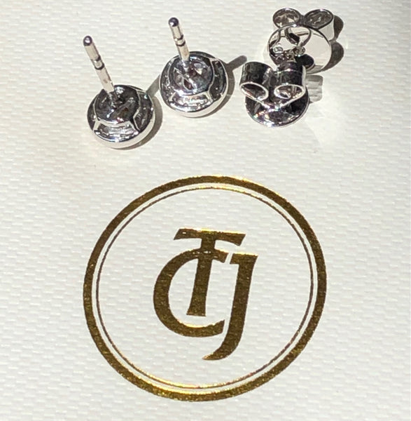 0.28tcw G/SI1 Genuine Diamond Bezel Halo Earrings in 18ct 18k Solid White Gold