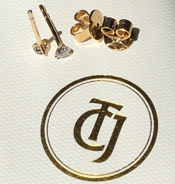 0.20tcw G/SI1 Genuine Diamond Martini Set Mini Earrings 18ct 18k Solid Yellow Gold