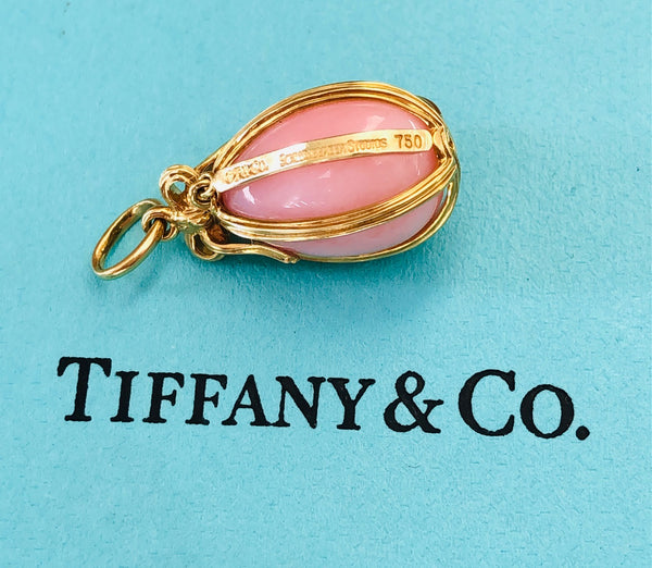 Tiffany & Co. Rare 18ct Yellow Gold and Pink Opal Egg Schlumberger Pendant