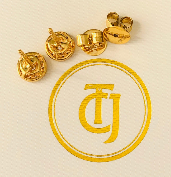0.28tcw G/SI1 Genuine Diamond Bezel Halo Earrings in 18ct 18k Solid Yellow Gold