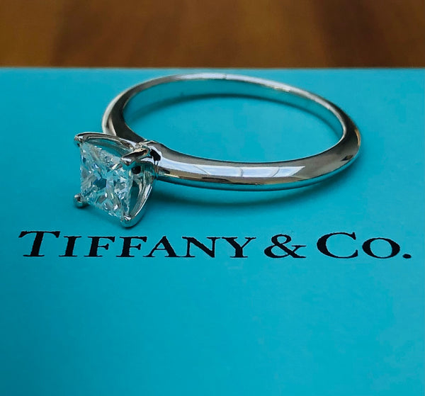 Tiffany & Co. 0.55ct E/VS1 Diamond Princess Cut Solitaire Engagement Ring PT950