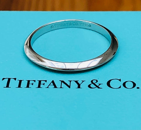 Tiffany & Co. 2mm Platinum Knife Edge Ring with Tiffany Valuation Letter