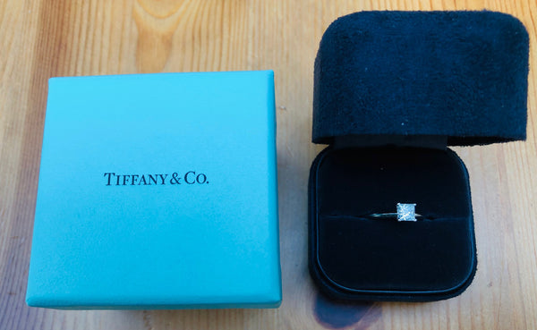 Tiffany & Co. 0.55ct E/VS1 Diamond Princess Cut Solitaire Engagement Ring PT950
