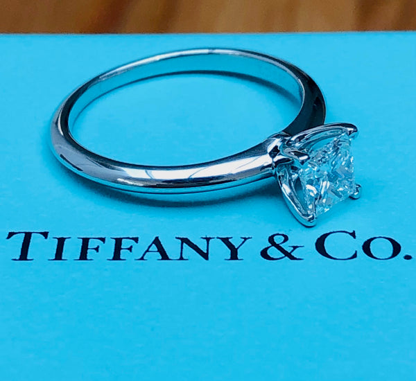 Tiffany & Co. 0.55ct E/VS1 Diamond Princess Cut Solitaire Engagement Ring PT950