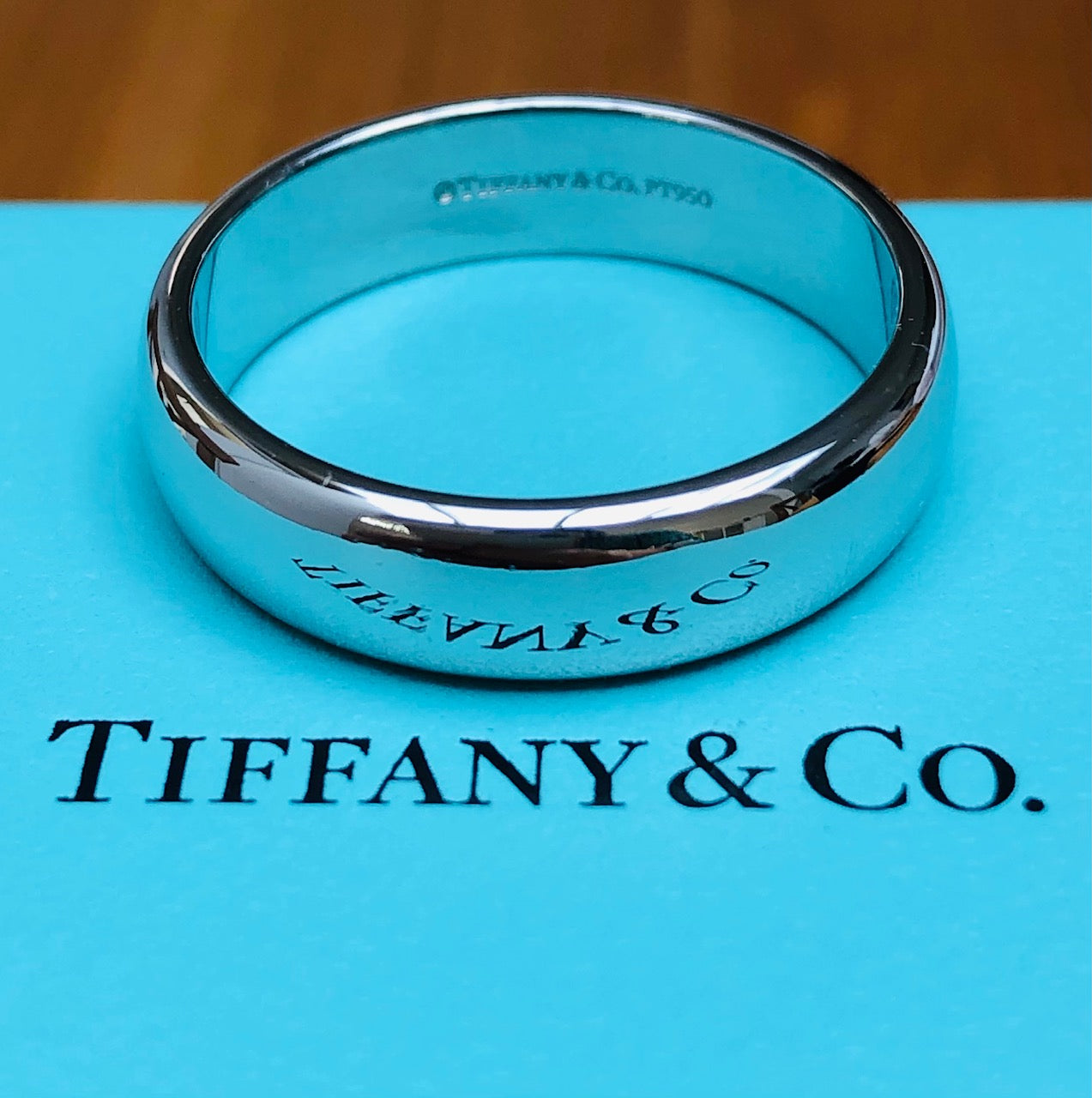 Tiffany & Co. 6mm Platinum PT950 Band Ring Polished by Tiffany & Co. RRP $4450