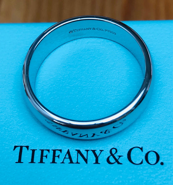 Tiffany & Co. 6mm Platinum PT950 Band Ring Polished by Tiffany & Co. RRP $4450