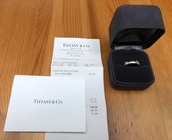 Tiffany & Co. 6mm Platinum PT950 Band Ring Polished by Tiffany & Co. RRP $4450