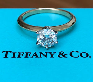 Tiffany & Co. 0.84ct H/VVS2 Diamond Round Solitaire Engagement Ring Cert/Val/Box