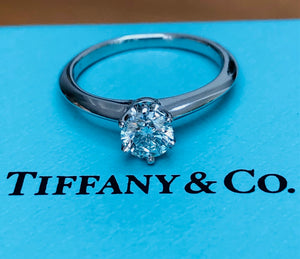 Tiffany & Co. Vintage circa 2000 0.42ct H/VS2 Diamond Round Brilliant Solitaire Ring PT950