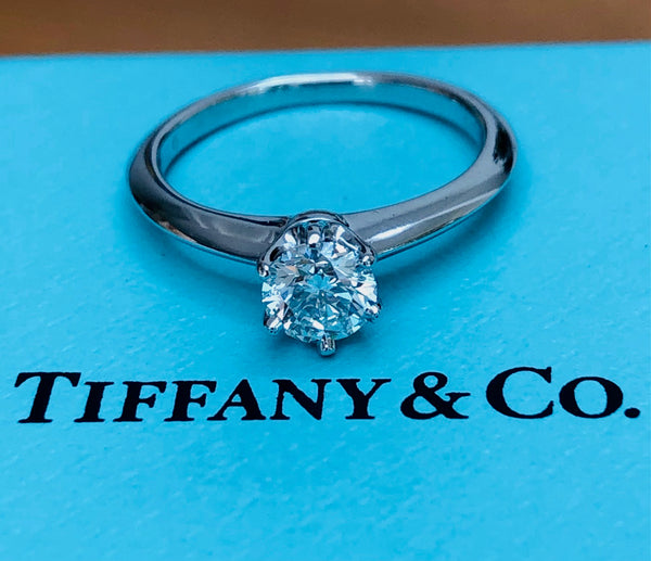 Tiffany & Co. Vintage circa 2000 0.42ct H/VS2 Diamond Round Brilliant Solitaire Ring PT950