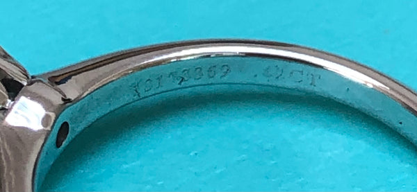 Tiffany & Co. Vintage circa 2000 0.42ct H/VS2 Diamond Round Brilliant Solitaire Ring PT950