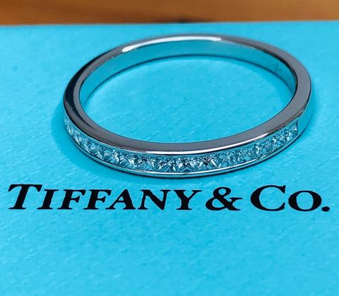 Tiffany & Co. 0.39tcw Princess Cut Diamond Half Eternity Band PT950 RRP $6750 Receipt