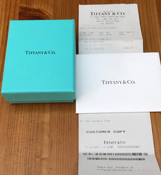 Tiffany & Co. 0.39tcw Princess Cut Diamond Half Eternity Band PT950 RRP $6750 Receipt