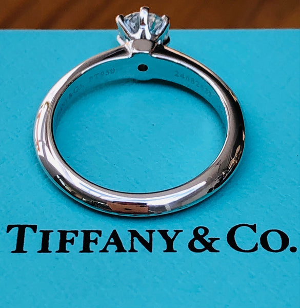 Tiffany & Co. 0.56ct E/VS2 Diamond Solitaire Engagement Ring Platinum Cert/Box