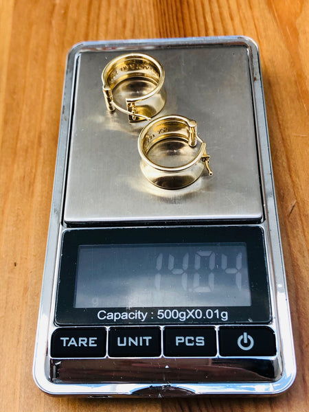 Tiffany & Co. Vintage 1837 Solid 18ct Yellow Gold Wide 9mm Hoop Earrings 14gms