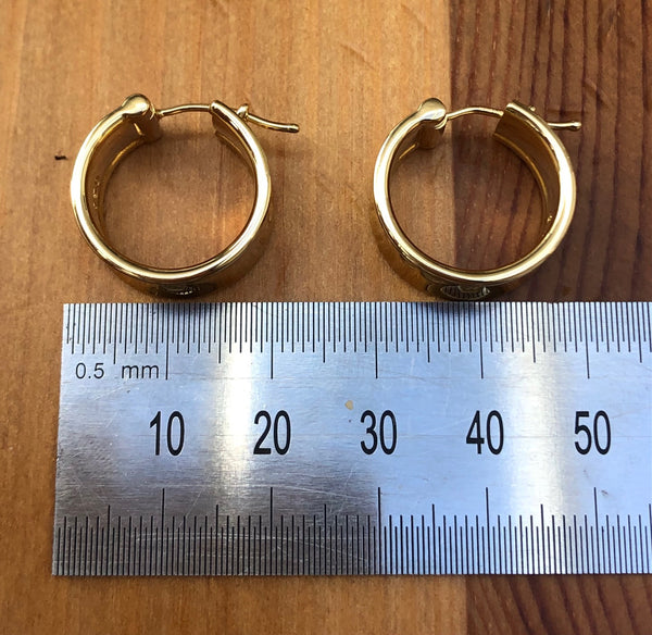 Tiffany & Co. Vintage 1837 Solid 18ct Yellow Gold Wide 9mm Hoop Earrings 14gms