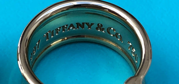 Tiffany & Co. Vintage 1837 Solid 18ct Yellow Gold Wide 9mm Hoop Earrings 13.5gms Boxes