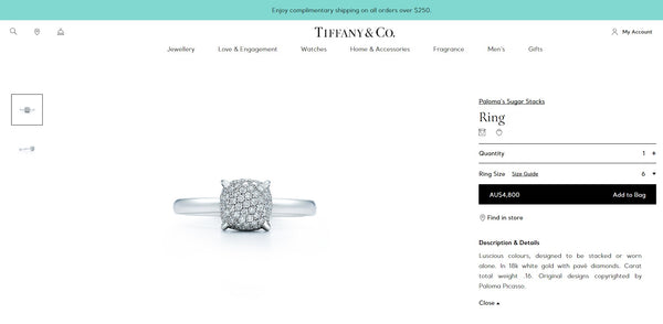 Tiffany & Co. Diamond and 18ct White Gold Paloma Picasso Sugar Stack Pave Ring