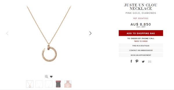Cartier 0.39tcw Diamond and 18ct Rose Gold Juste Un Clou Necklace RRP $8850
