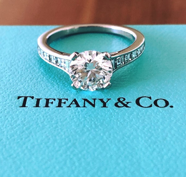 Tiffany & Co. 2.16tcw (1.56ct Centre) H/VS2 Diamond Engagement Ring with Accents PT950 Cert/Val/Box