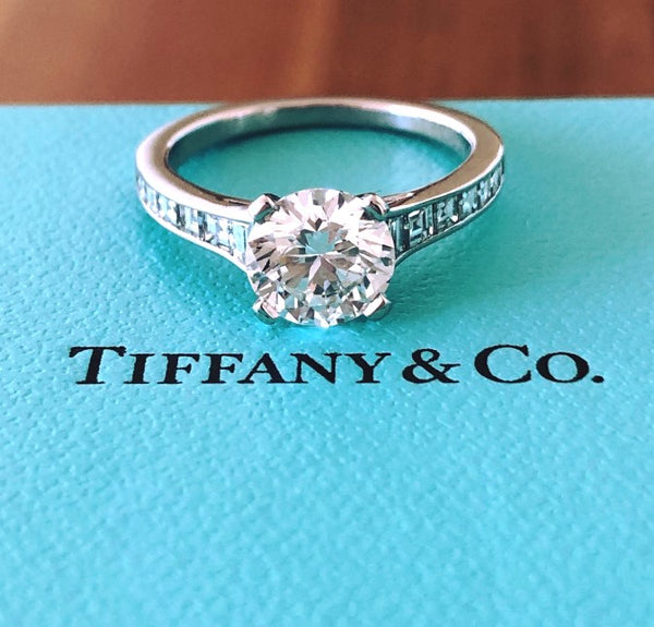 Tiffany & Co. 2.16tcw (1.56ct Centre) H/VS2 Diamond Engagement Ring with Accents PT950 Cert/Val/Box