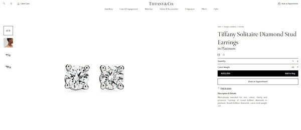 Tiffany & Co. 0.22tcw Diamond Stud 4 Prong Earrings in Platinum with Box