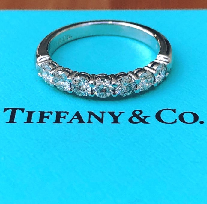 Tiffany & Co. 0.57tcw Diamond Embrace 3mm Half Eternity Band PT950 $8900 Val/Rcpt/Box