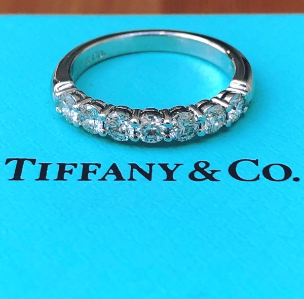 Tiffany & Co. 0.57tcw Diamond Embrace 3mm Half Eternity Band PT950 $8900 Val/Rcpt/Box