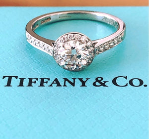 Tiffany & Co. 0.81tcw F/IF Diamond Embrace Round Halo Engagement Ring Cert/Val/Receipt/Boxes
