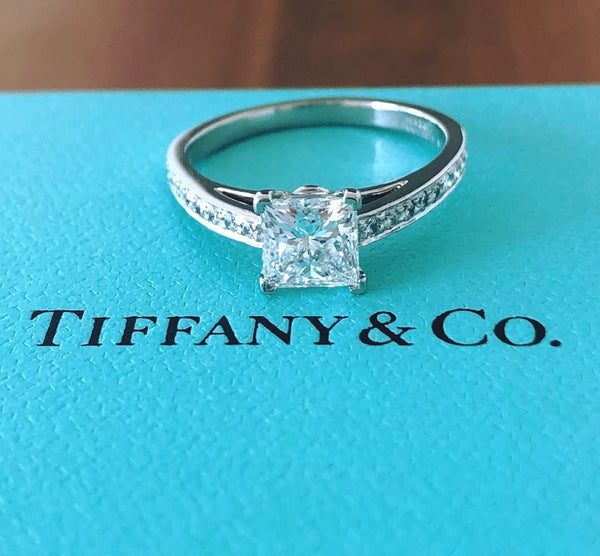 Tiffany & Co. 1.27tcw (1.11ct Centre) D/VS1 Princess Cut 'Grace' Engagement Ring Platinum