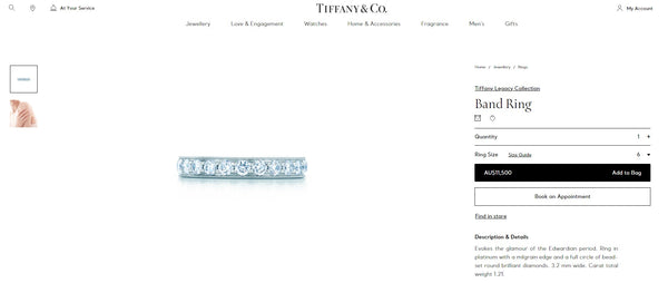 Tiffany & Co. 1.20tcw Diamond Legacy Full Eternity Platinum Ring RRP $11500
