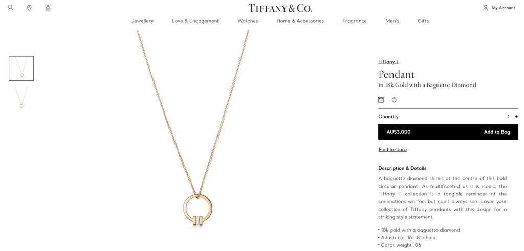 Tiffany T smile pendant in 18k white gold with diamonds, mini. | Tiffany &  Co.