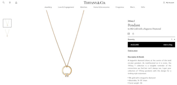 Tiffany & Co. Tiffany T 18ct Rose Gold and 0.06ct Baguette Diamond Pendant Boxes