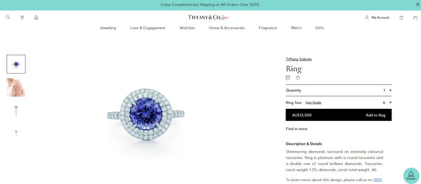 Tiffany & Co. 1.25ct Tanzanite & 0.46tcw Diamond Double Halo Soleste Ring $13500