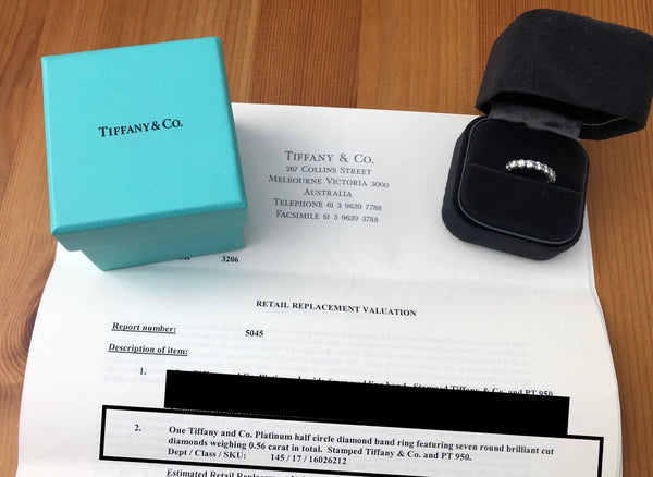 Tiffany & Co. 0.57tcw Diamond Embrace 3mm Half Eternity Band PT950 $8900 Val/Rcpt/Box