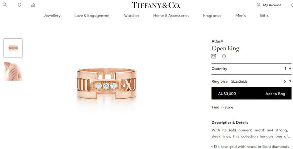 Tiffany & Co. Solid 18ct Rose Gold and Diamond Wide Atlas Open Ring Sz 8.5 $3800