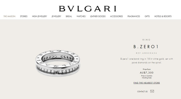Bvlgari Bulgari Full Diamond and 18ct Gold Bzero1 Ring RRP $7300 AN850656 US 5.5
