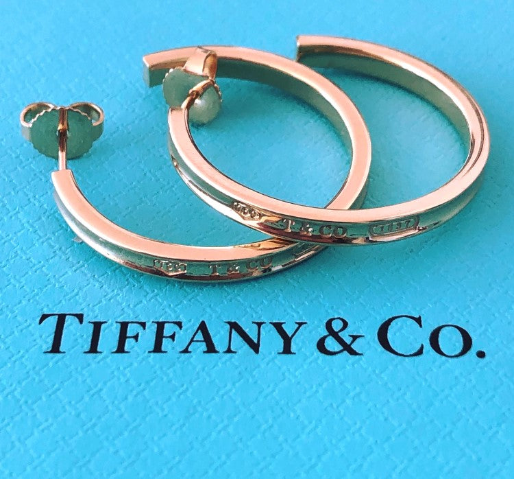 Tiffany & Co. Solid 18ct Yellow Gold 1837 Large Hoop Earrings 2.75cm in Diameter