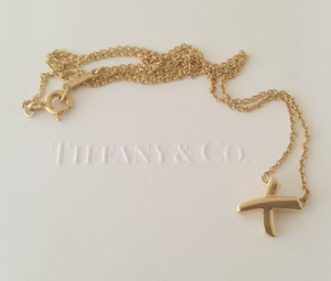 Tiffany & Co. Vintage 1990 Solid 18ct Yellow Gold Paloma Picasso X Necklace 16"