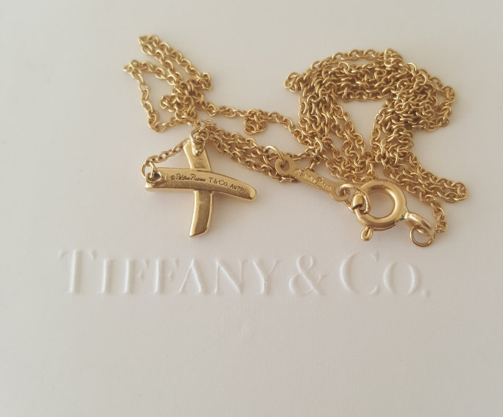 Tiffany & Co Paloma Picasso Graffiti Kiss X Pendant Chain 4 Diamonds 18K  Gold | eBay