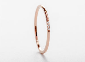 Solid 18ct Rose Gold and 3 Diamond Minimalist Wedding Anniversary Engagement Dress Band Ring Size 5.5 by CTJ