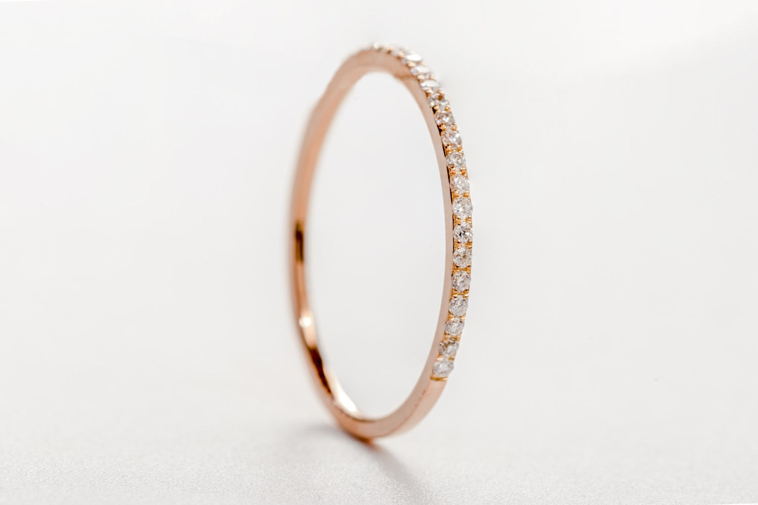 0.14tcw Diamond and 18ct Rose Gold Petite 1mm Half Eternity Band Ring US 6.5