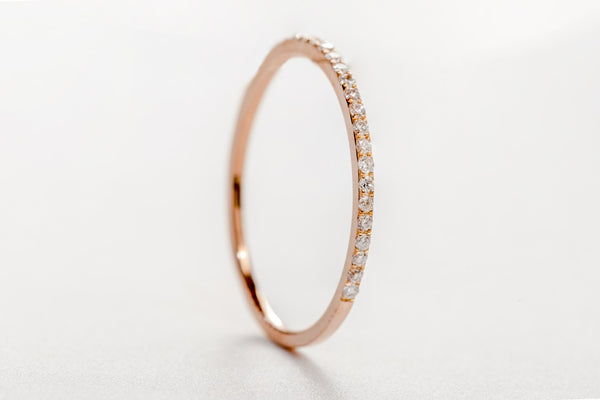 0.14tcw Diamond and 18ct Rose Gold Petite 1mm Half Eternity Band Ring US 6.5