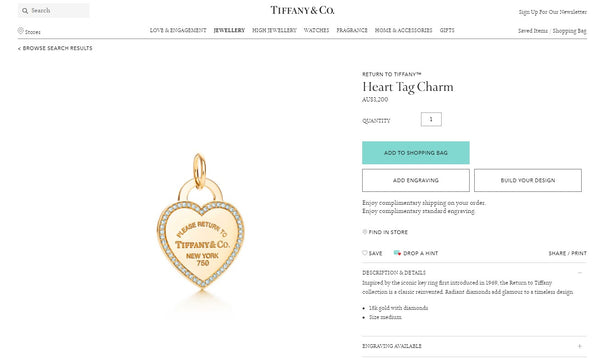 Tiffany & Co. Return to Tiffany Diamond and 18ct White Gold Size Medium $3615
