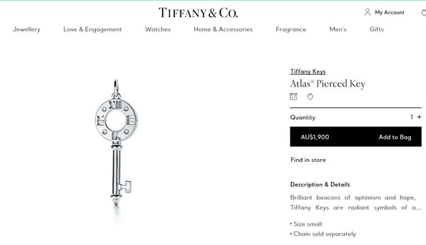 Tiffany & Co. Solid 18ct White Gold and Diamond Atlas Pendant Necklace RRP $1900