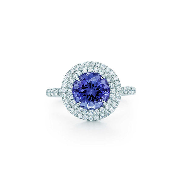 Tiffany & Co. 1.25ct Tanzanite & 0.46tcw Diamond Double Halo Soleste Ring $13500