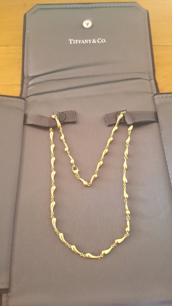 Tiffany & Co. Solid 18ct Yellow Gold Elsa Peretti Tear Drop Necklace RRP $7250