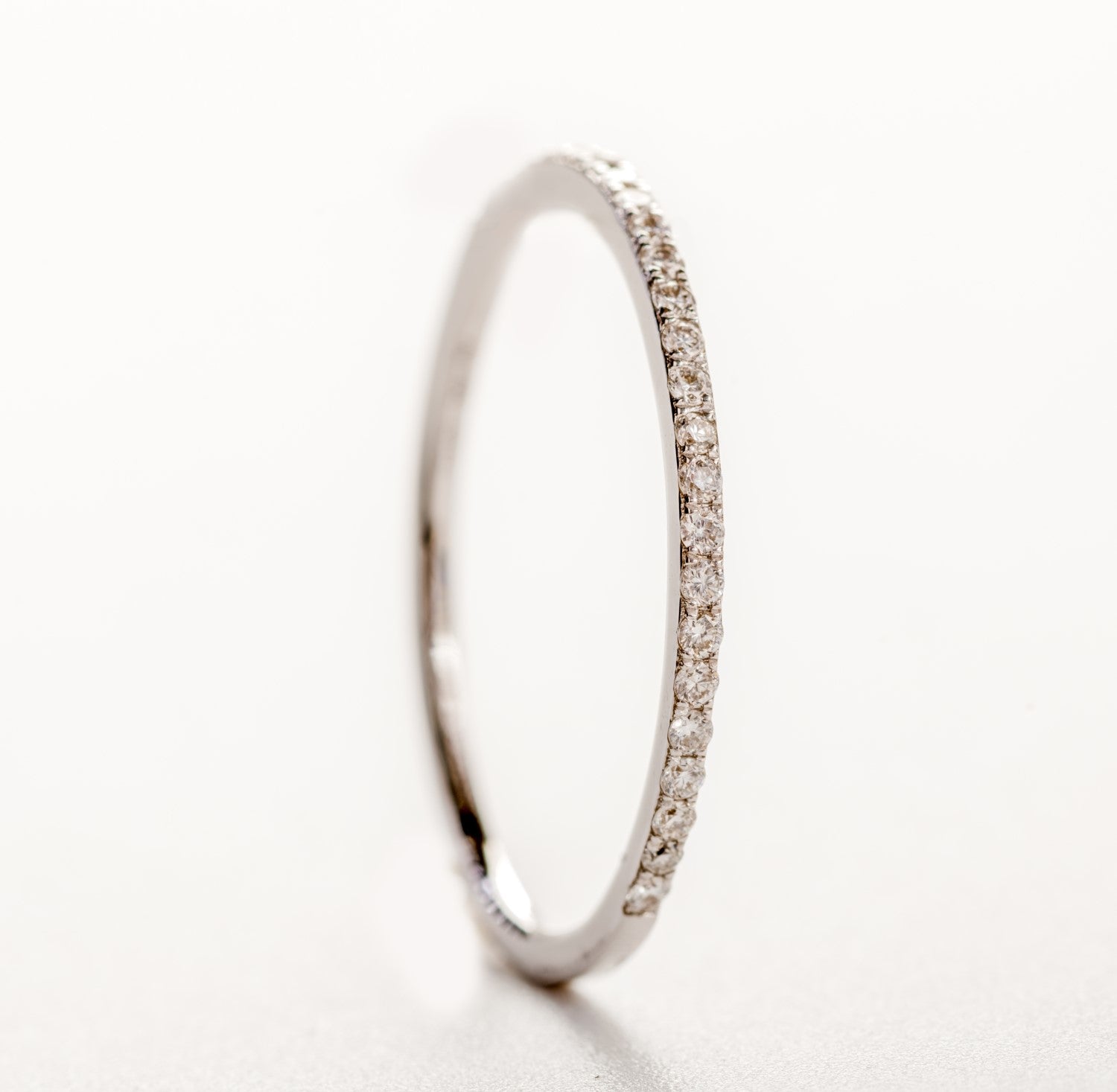 0.14tcw Diamond and 18ct White Gold Petite 1mm Half Eternity Band Ring US 6.5