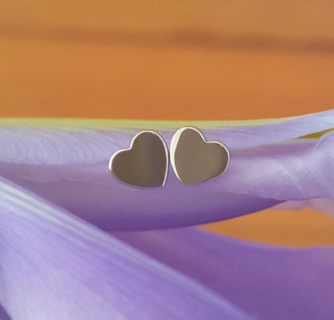 18ct 18k Solid White Gold 'Forever' Heart Stud Earrings - Original Design by CTJ